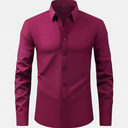Chemise à manches longues pour homme, coupe ajustée et extensible