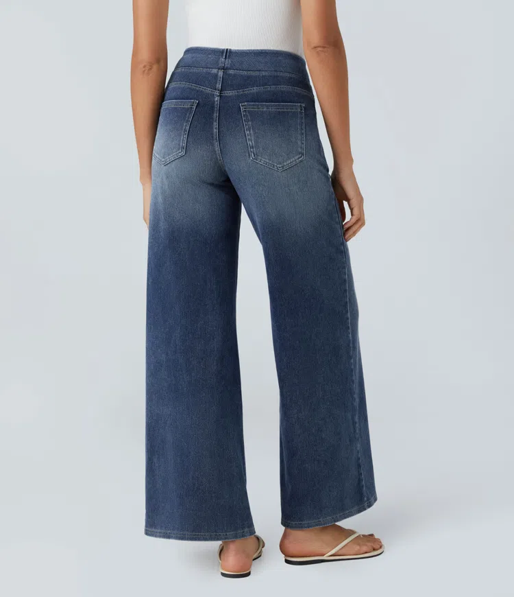 Vanelle | Hoge taille jeans met wijde pijpen voor dames – Comfortabele stretchdenim, casual en stijlvol