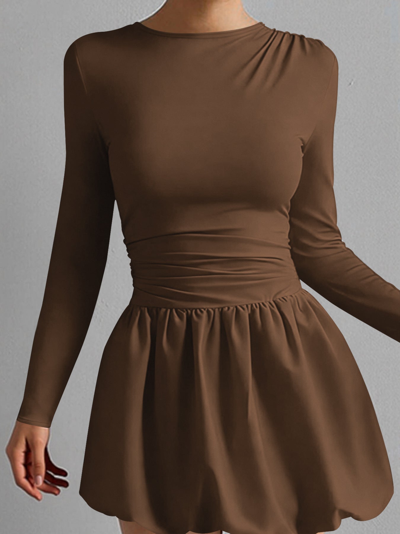 Long Sleeve Mini Dress – Elegant Fitted Waist Dress