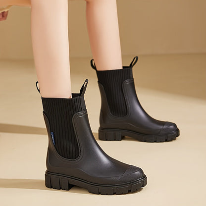 Women's Waterproof Rubber Wedge Chelsea Boots
