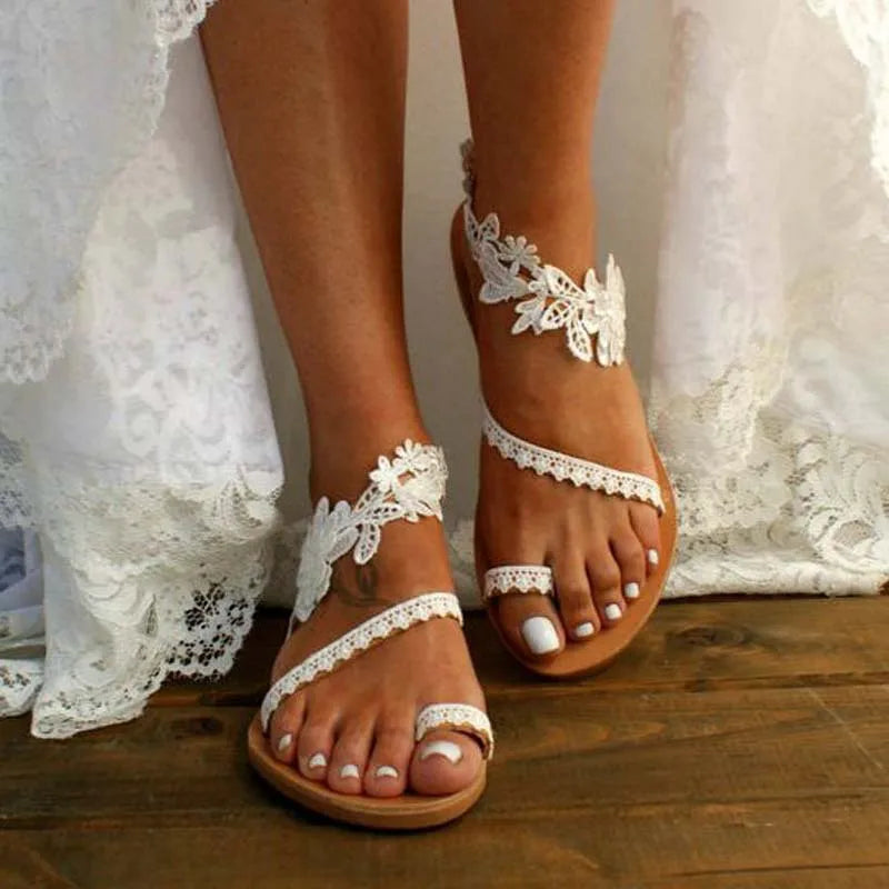 Florale Wickelsandalen