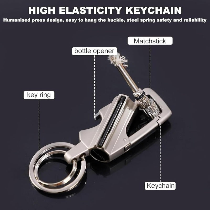 Permanente lucifer sleutelhanger met flesopener – 3-in-1 survival aansteker voor outdoor gebruik | Restfield