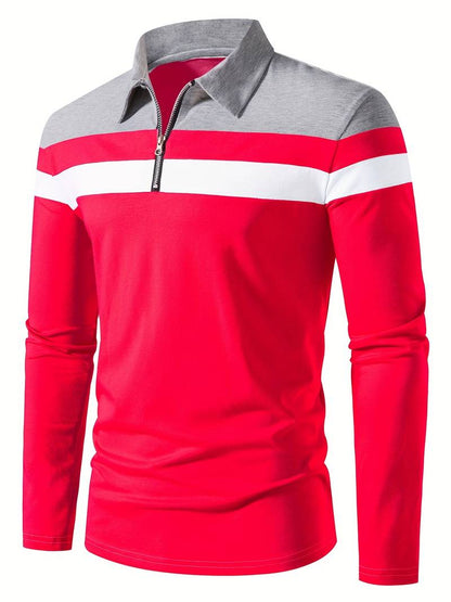 Harrison – Long-Sleeved Polo Shirt with Zipper | Men's Stylish Casual Polo Shirt