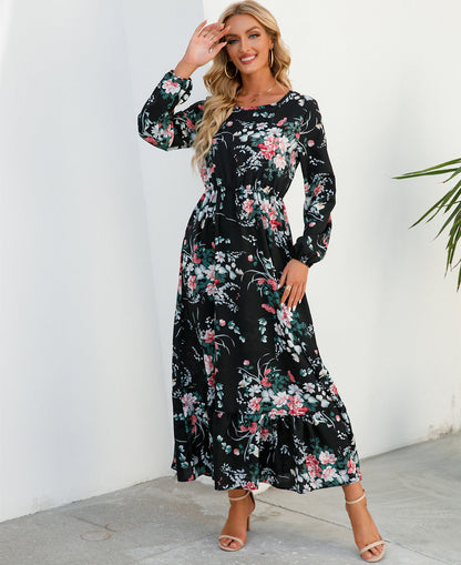 Robe Fleurie Polyvalente en Mousseline pour Femme – Style Élégant à Col Rond