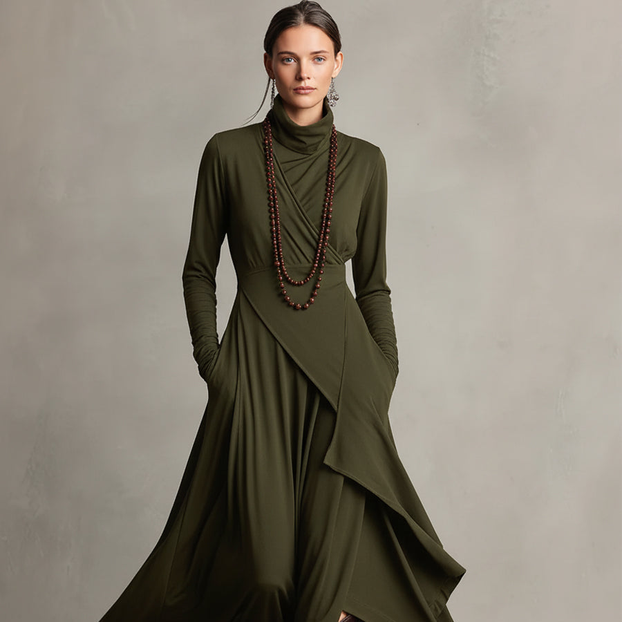 Damen-Boho-Maxikleid, asymmetrisch