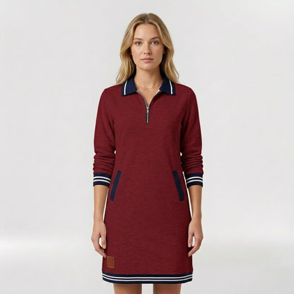 Abito Corto Casual da Donna con Zip e Colletto – Vestito Sportivo Elegante