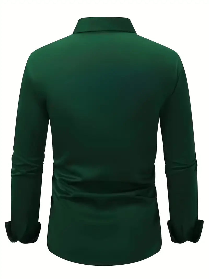 Men’s Breathable Long Sleeve Shirt Smart Casual Comfortable Easy Care Everyday Formal Wear
