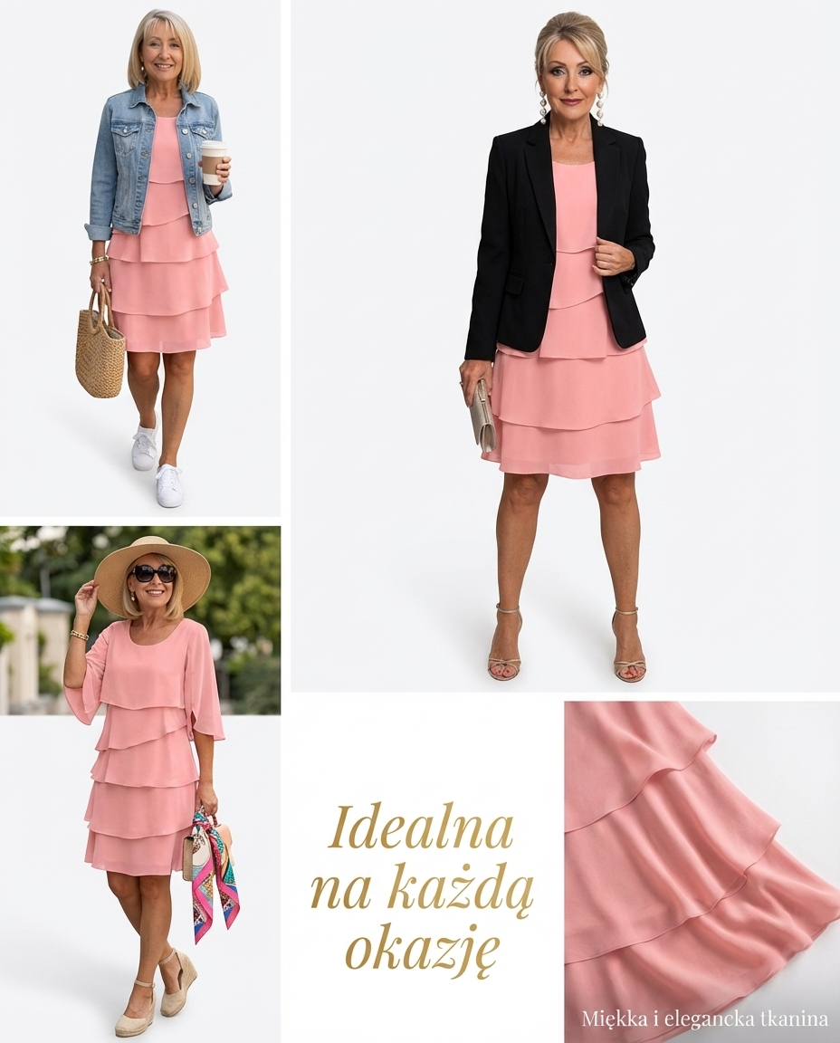 Żaneta – Elegancka sukienka z bufiastymi rękawami