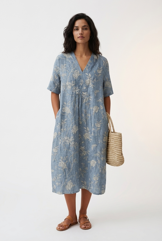 Helena – Vestido midi com padrão delicado