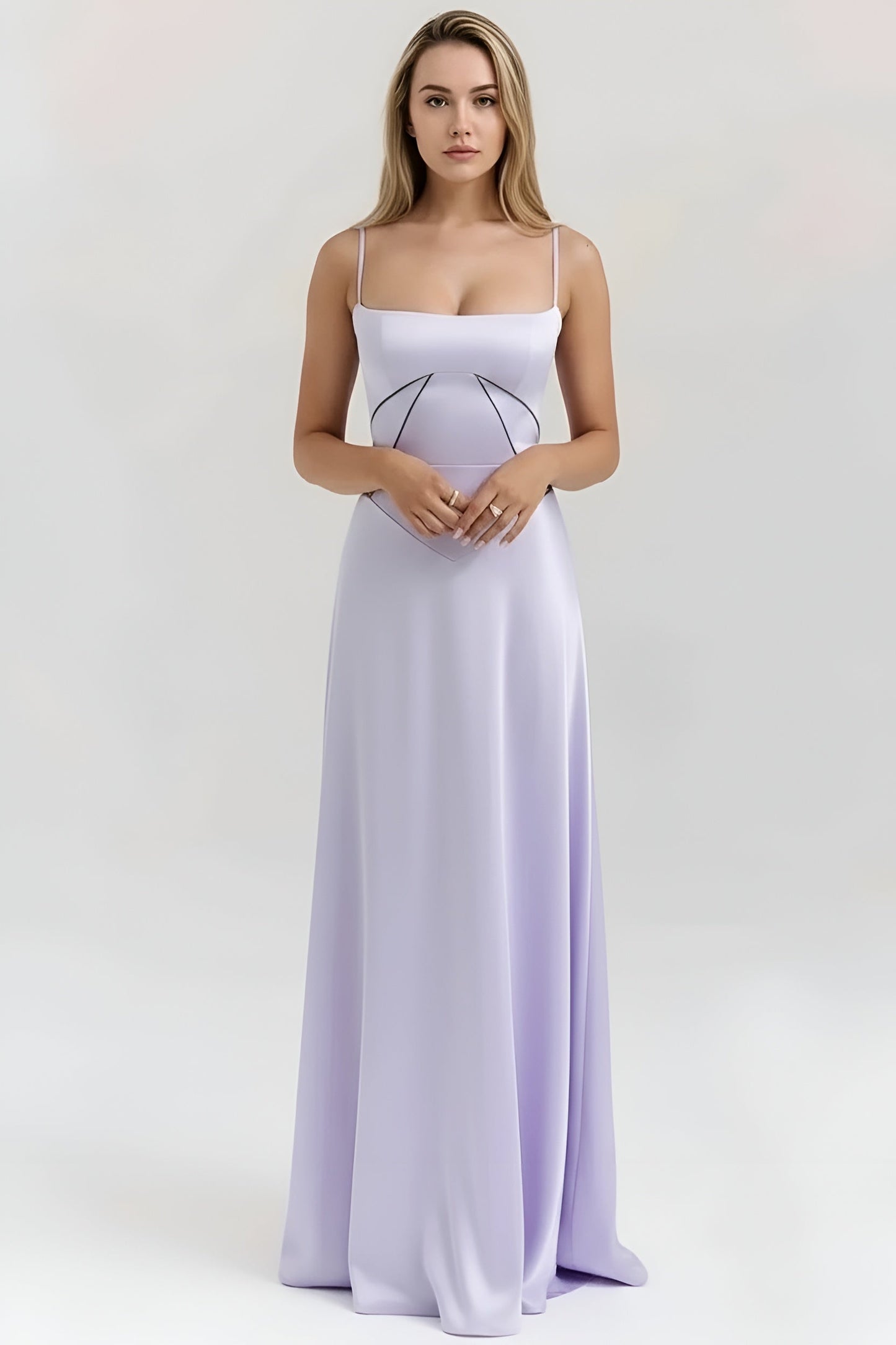 Abito Lungo Donna Elegante con Spalline Sottili e Corpetto Aderente Abito da Sera Maxi