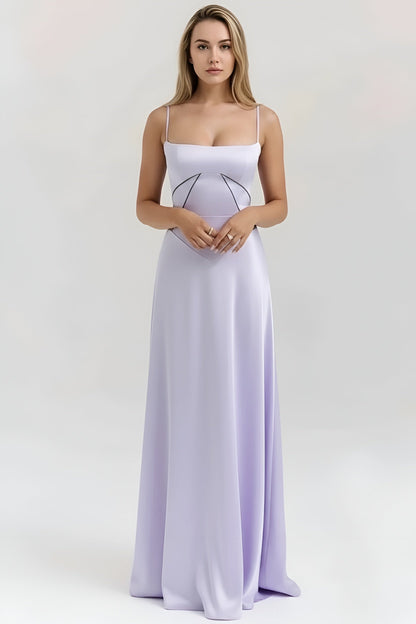 Abito Lungo Donna Elegante con Spalline Sottili e Corpetto Aderente Abito da Sera Maxi