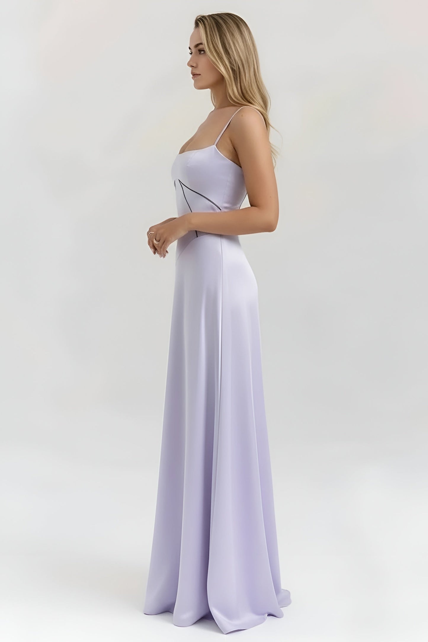 Abito Lungo Donna Elegante con Spalline Sottili e Corpetto Aderente Abito da Sera Maxi