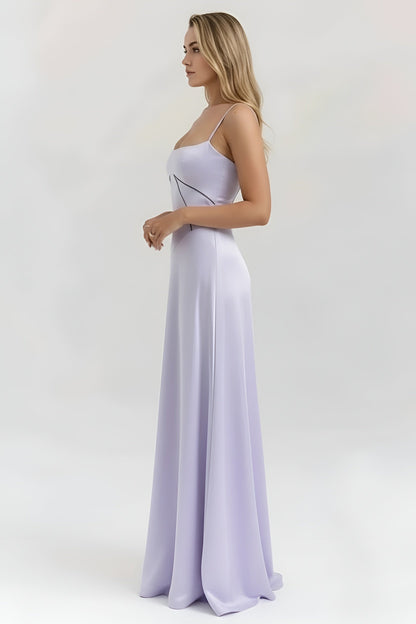 Abito Lungo Donna Elegante con Spalline Sottili e Corpetto Aderente Abito da Sera Maxi