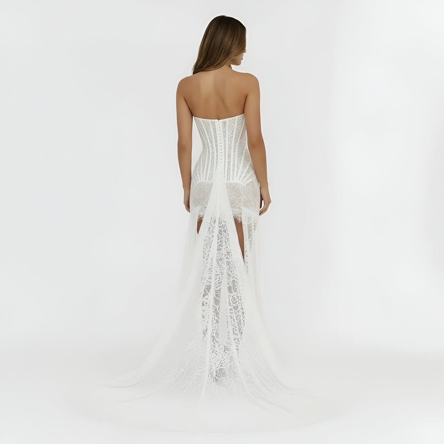 Abito corto donna a corsetto in pizzo vestito aderente elegante con spalline sottili