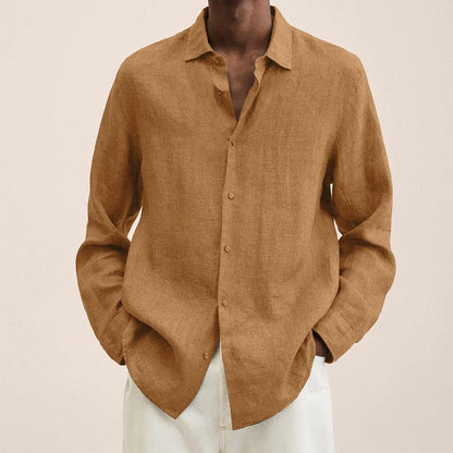 Renaro – Mens Linen Shirt Long Sleeve Slim Fit