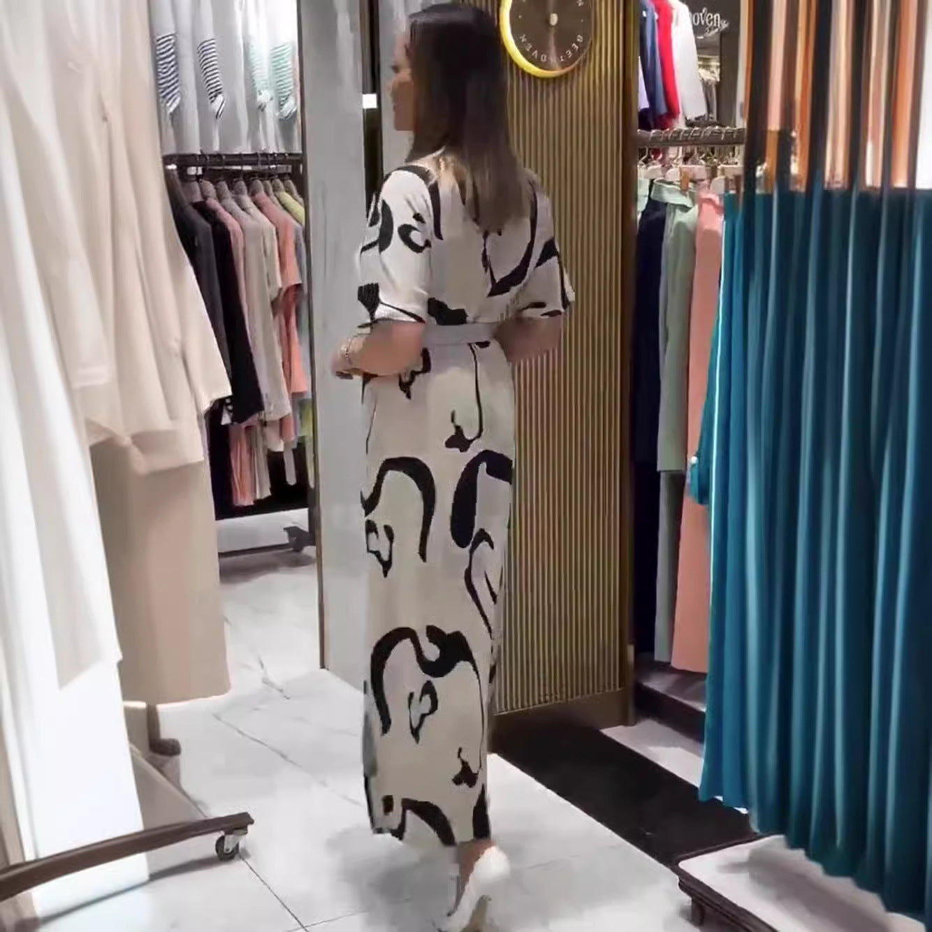 Jolira™ Vestido elegante de cintura ajustada con estampado irregular