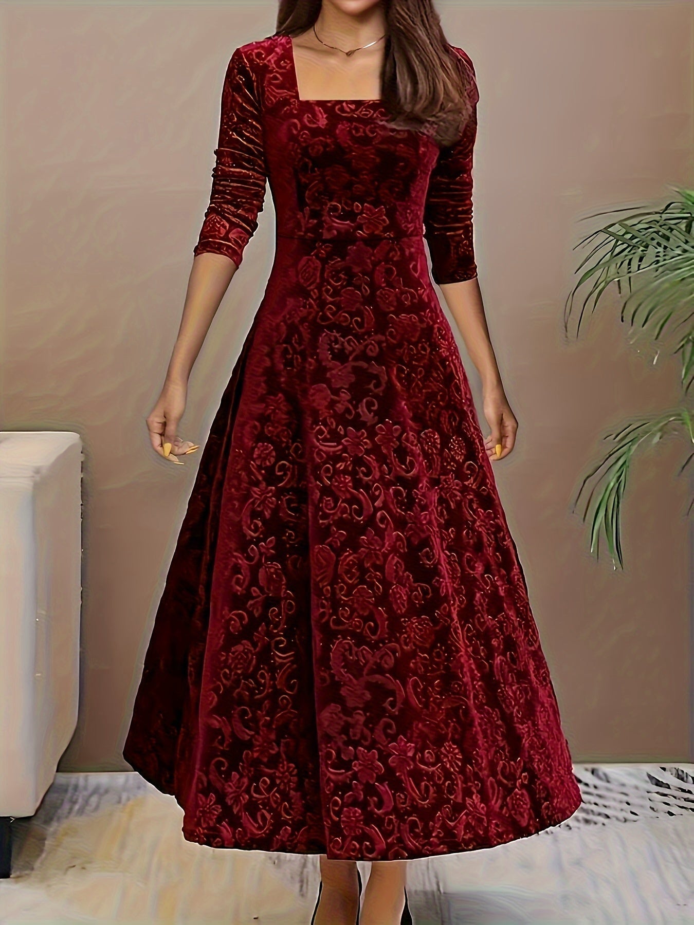 Bethany | Women’s Graceful Floral Design Midi Dress - Image 1