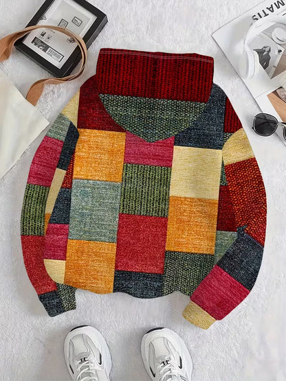 Prysavellessa™ - Sweat Patchwork Géométrique Moderne