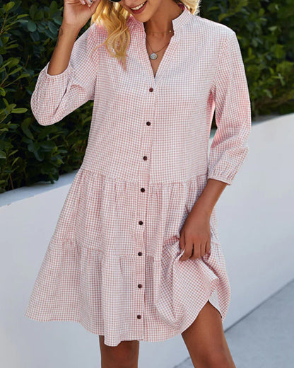 Adeline Robe d'Été Femme – Robe Légère en Coton avec Motif Vichy & Coupe Aérée
