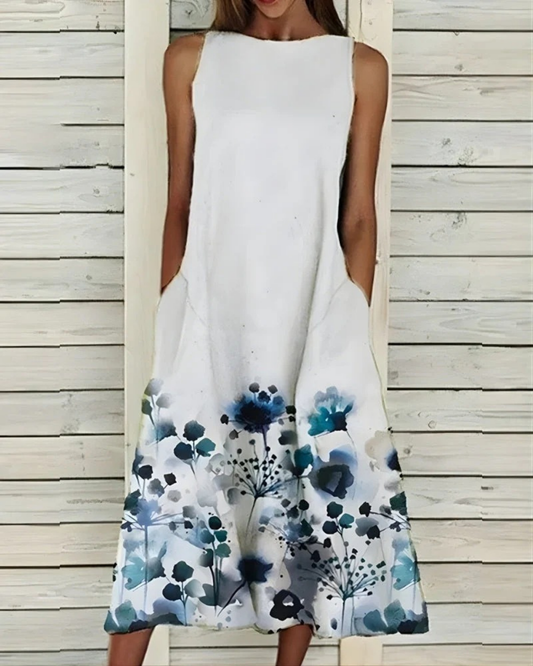 Festliches Sommerkleid für Damen mit Blumenmuster | Midi