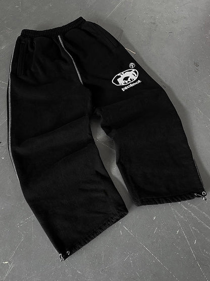 Darian – Vintage Print Sweatpants in Uni-Farbe für Herren