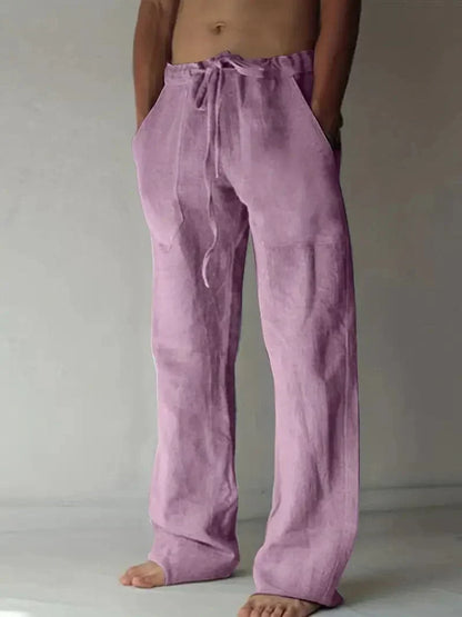 Men's Trousers - Loose Fit - Drawstring Waist - Light and Breathable Linen Blend
