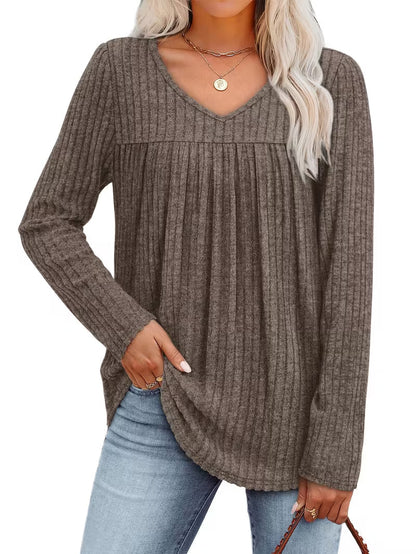 Sofhie | Eleganter Ripp-Pullover mit V-Ausschnitt