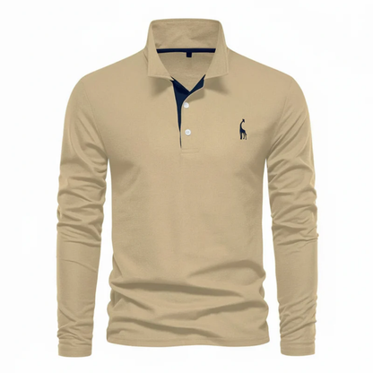 Fiete | Herren Poloshirt Langarm Mit Kontrast Für Alltag