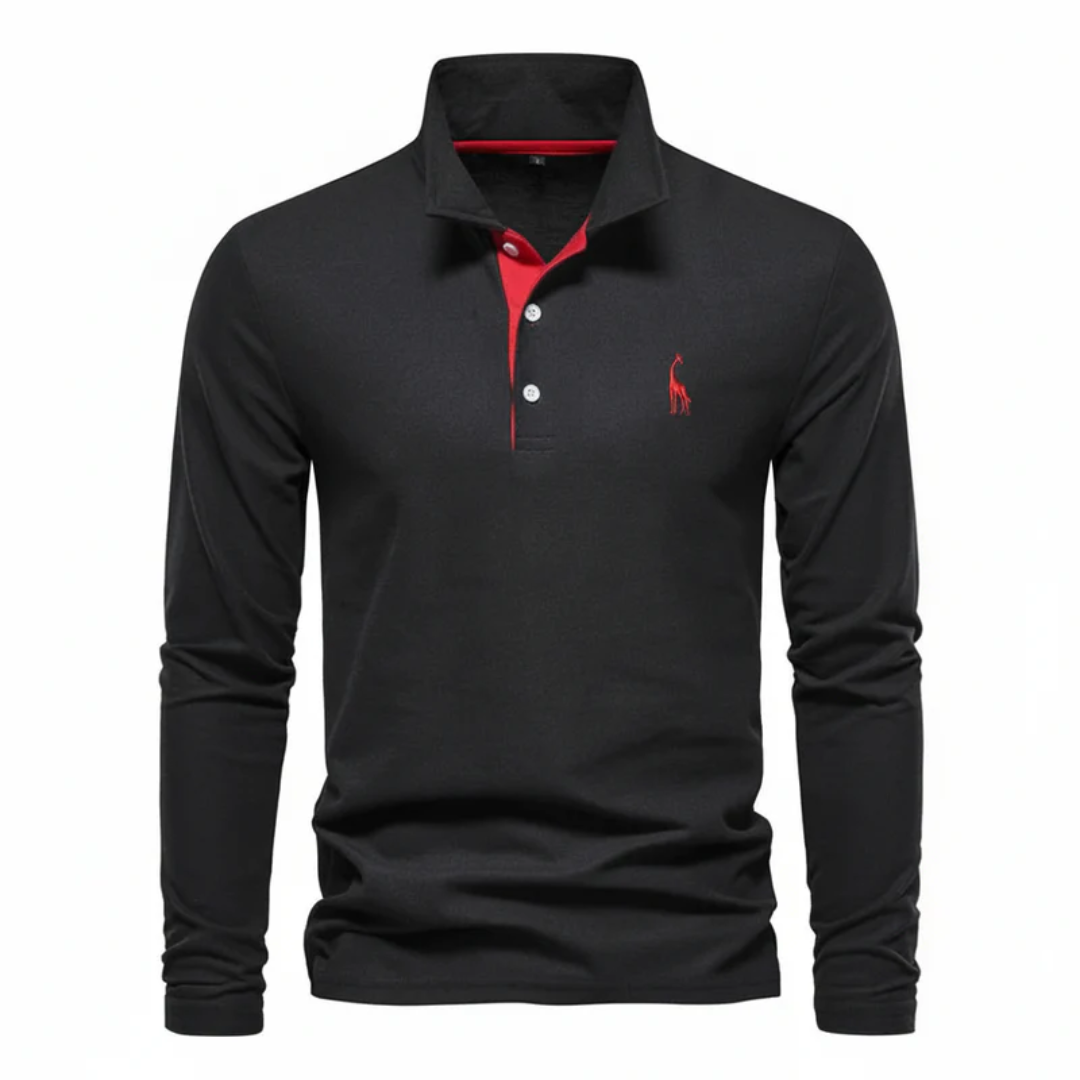 Fiete | Herren Poloshirt Langarm Mit Kontrast Für Alltag