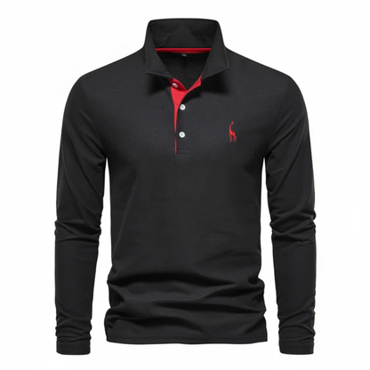 Fiete | Herren Poloshirt Langarm Mit Kontrast Für Alltag