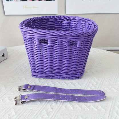 Fietsmand Voor Kinderen | Stevig Plastic Riet | Extra Opbergruimte - KidsKorner