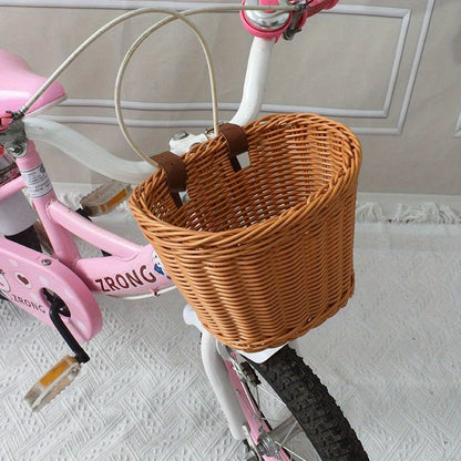 Fietsmand Voor Kinderen | Stevig Plastic Riet | Extra Opbergruimte - KidsKorner