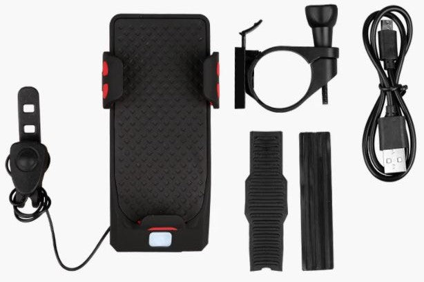 Multifunktionel telefonholder til cykel med lygte og powerbank