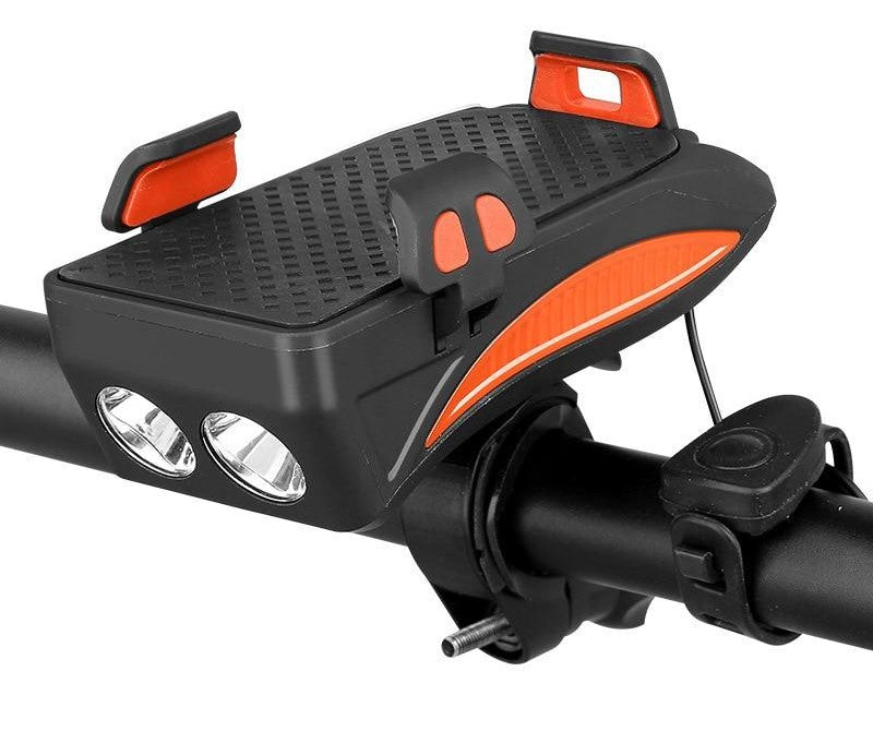 Multifunktionel telefonholder til cykel med lygte og powerbank