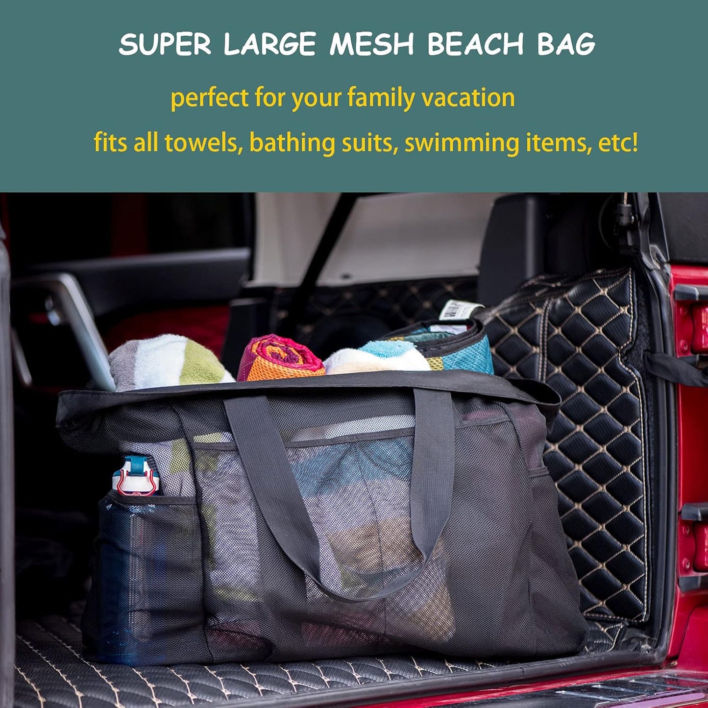 Extra-große Mesh-Strandtasche mit Reißverschluss – sandfreie Tasche
