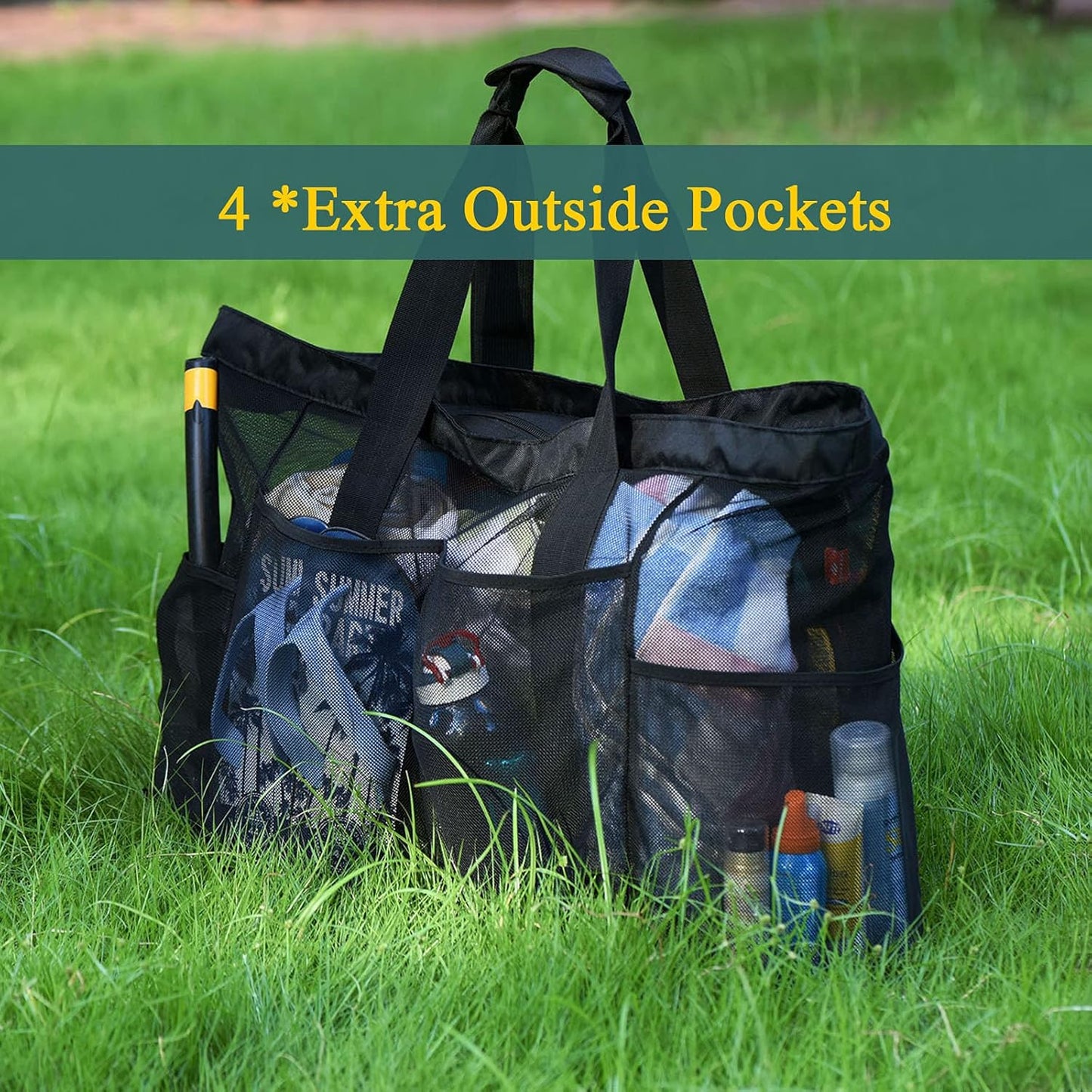 Extra-große Mesh-Strandtasche mit Reißverschluss – sandfreie Tasche