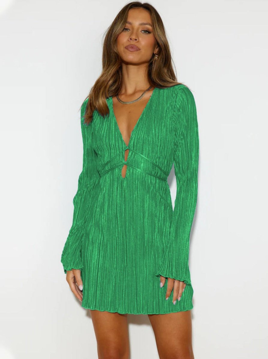 Figure-hugging mini dress with V-neck