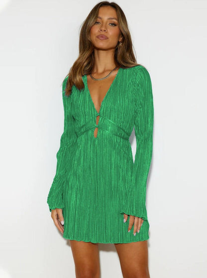 Figure-hugging mini dress with V-neck
