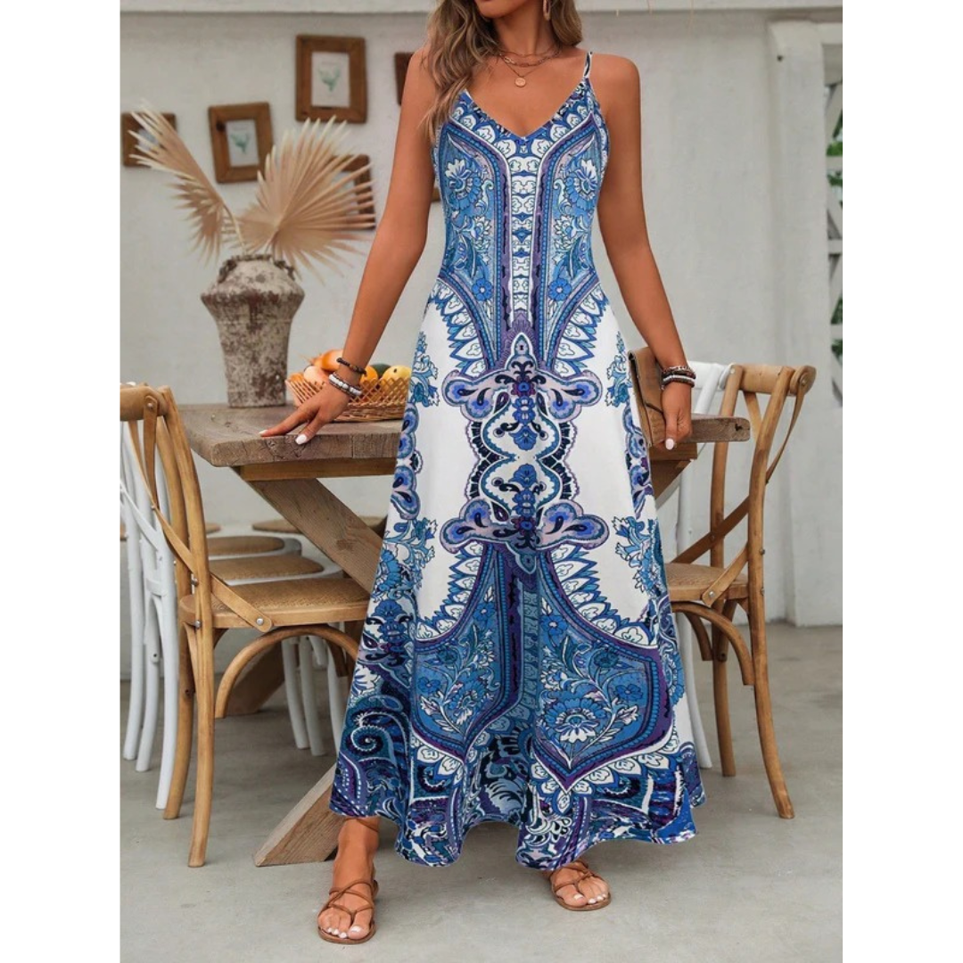 Fiona | Damen Bequeme Maxikleid Boho Sommer