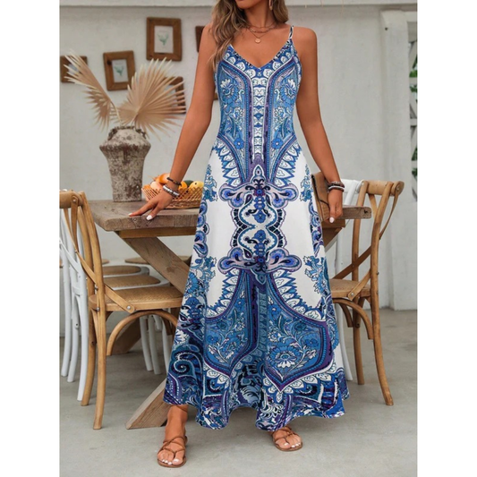 Fiona | Damen Bequeme Maxikleid Boho Sommer