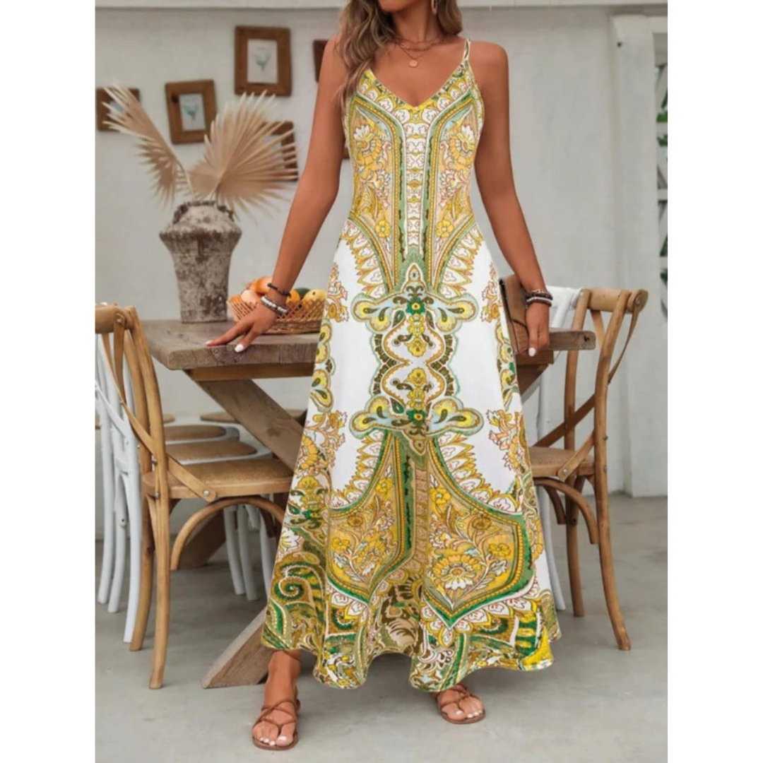 Fiona | Damen Bequeme Maxikleid Boho Sommer