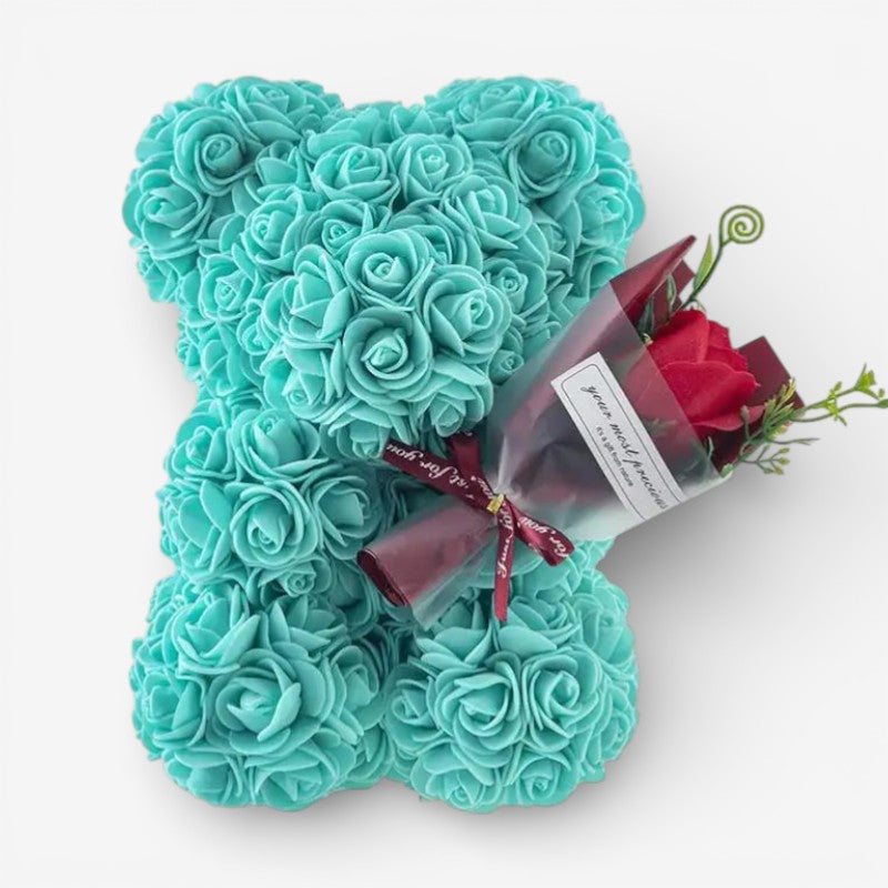 Mother’s Day Gift | Rose Teddy Bear Holding Bouquet
