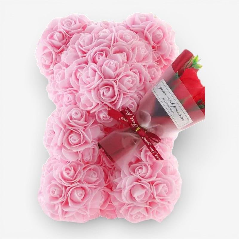Mother’s Day Gift | Rose Teddy Bear Holding Bouquet