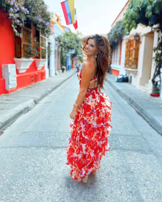 ISABELLA™ – Romantic Floral Ruffle Maxi Dress