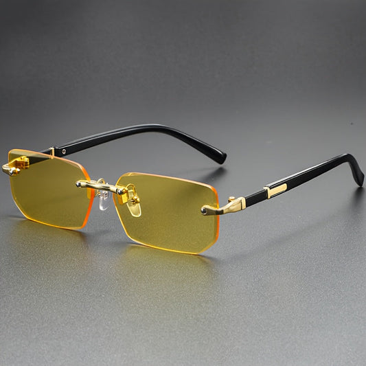 Men's Rimless Metal Rectangle Fashion Sunglasses