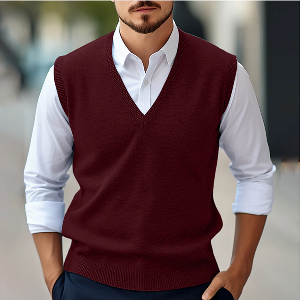 Ewan | Men’s V-Neck Knitwear Office Wear Vest