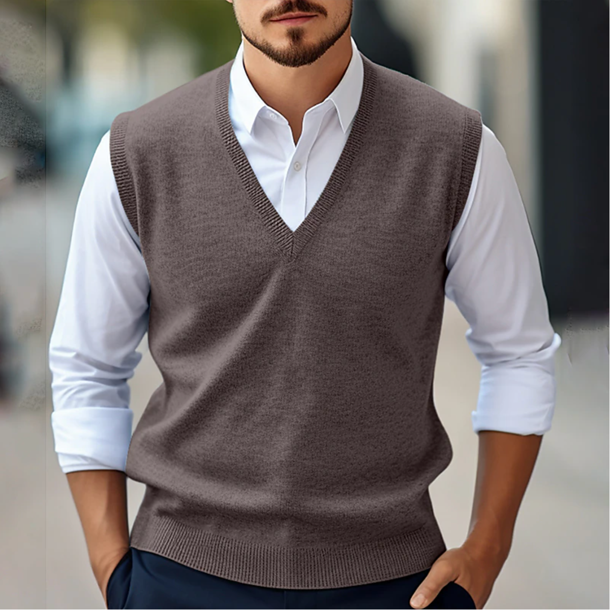 Ewan | Men dekolt w serek Knitwear Office Wear Vest