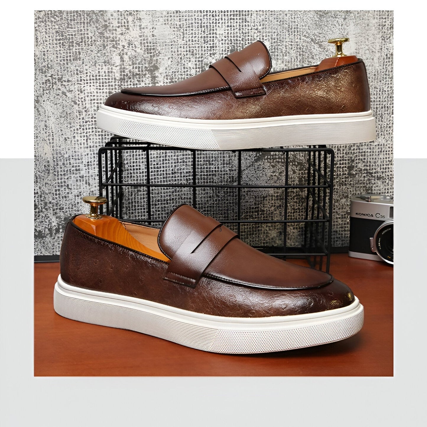 Mężczyzna | Mokasyny Skórzane | Model Slip-On | Gruba Podeszwa Antypoślizgowa | Styl Casual i Elegancki