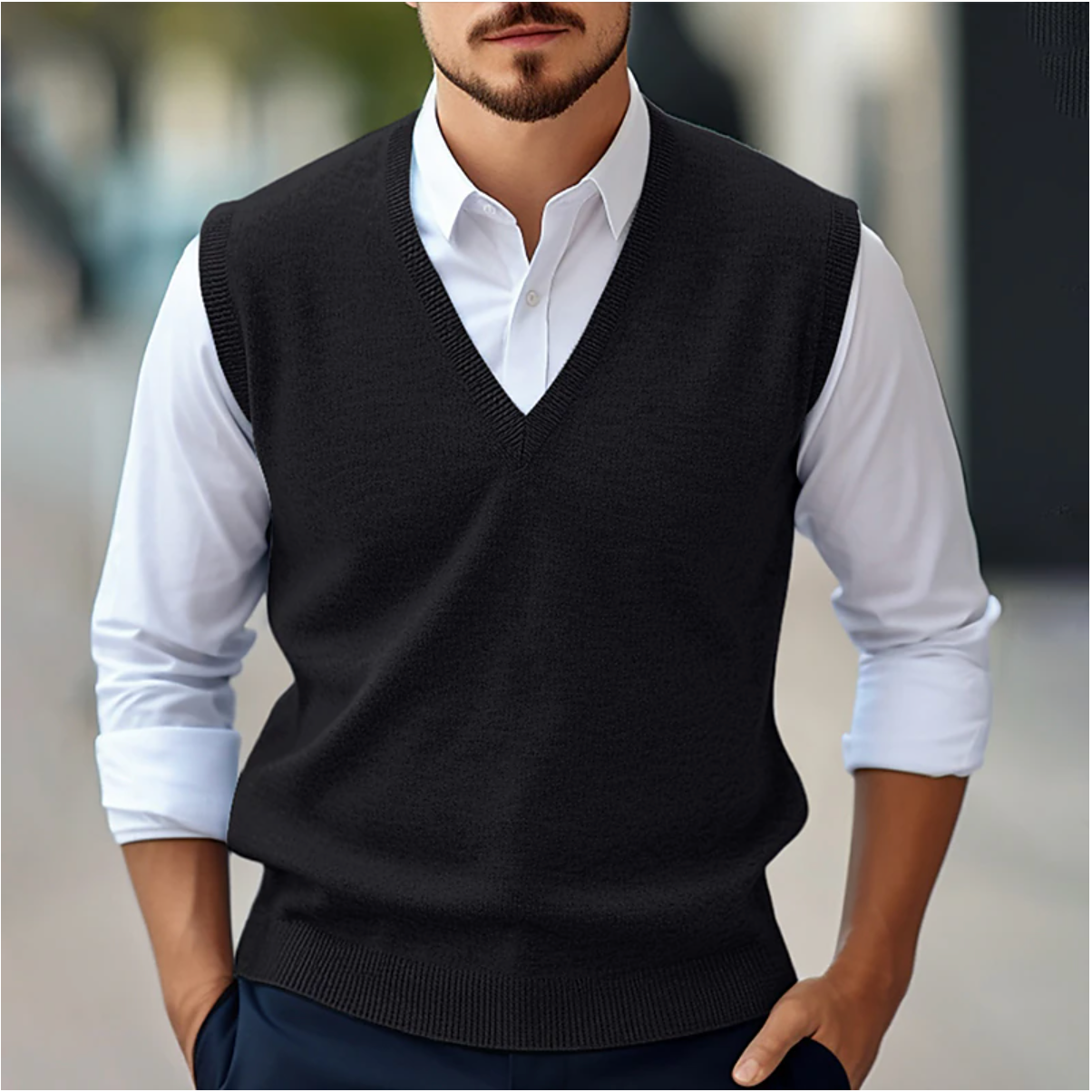 Ewan | Men dekolt w serek Knitwear Office Wear Vest