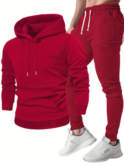 Męski Zestaw Sportowy | Bluza z Kapturem & Spodnie Dresowe | Wygodne & Oddychające | Wiosna & Jesień